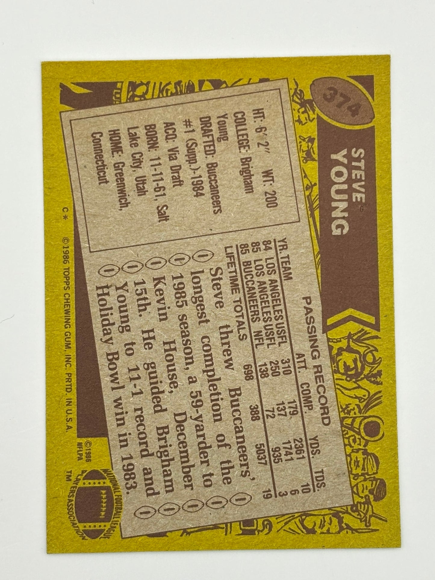 1989 Topps Steve Young Rookie Card #374 HOF