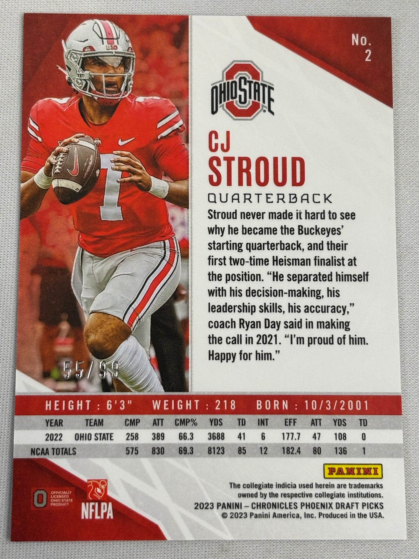 CJ Stroud 2023 Panini Chronicles Draft Picks Phoenix Blue #2 /99 RC