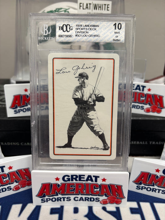 1978 Landsman Sports Deck Division #5D Lou Gehrig Five of Diamonds BCCG Beckett 10 Mint or Better