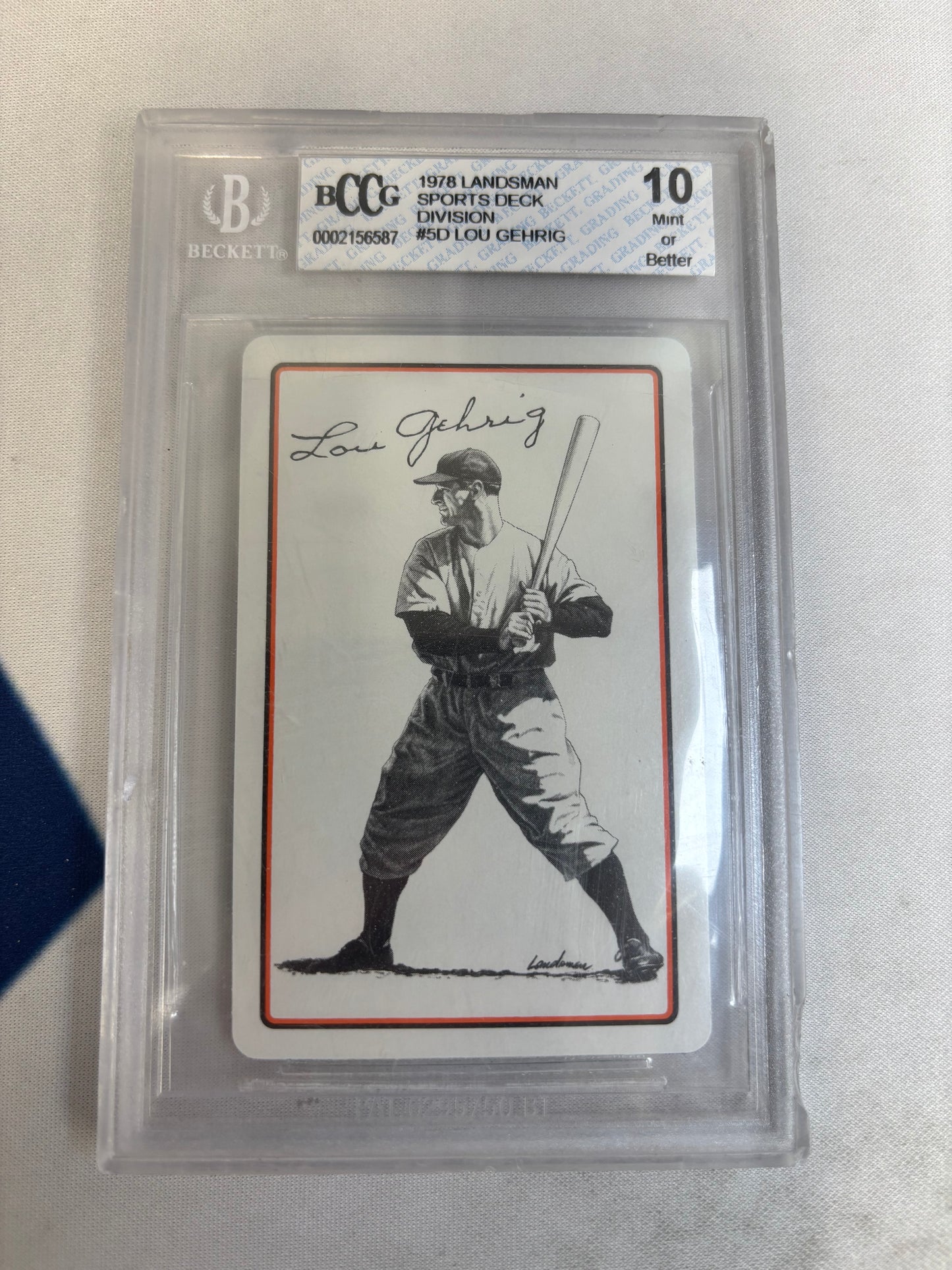 1978 Landsman Sports Deck Division #5D Lou Gehrig Five of Diamonds BCCG Beckett 10 Mint or Better