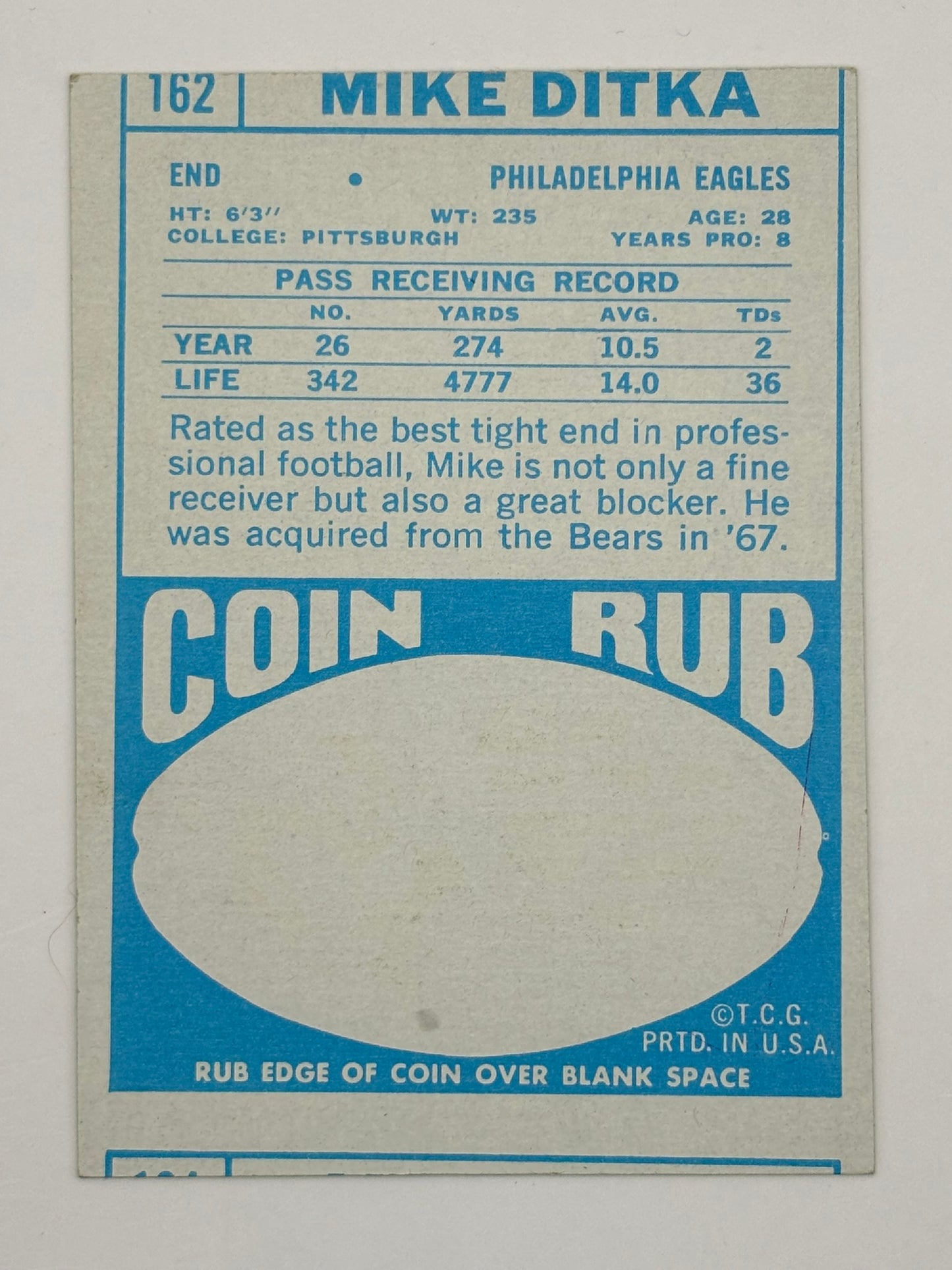 1968 Topps Football #162 Mike Ditka