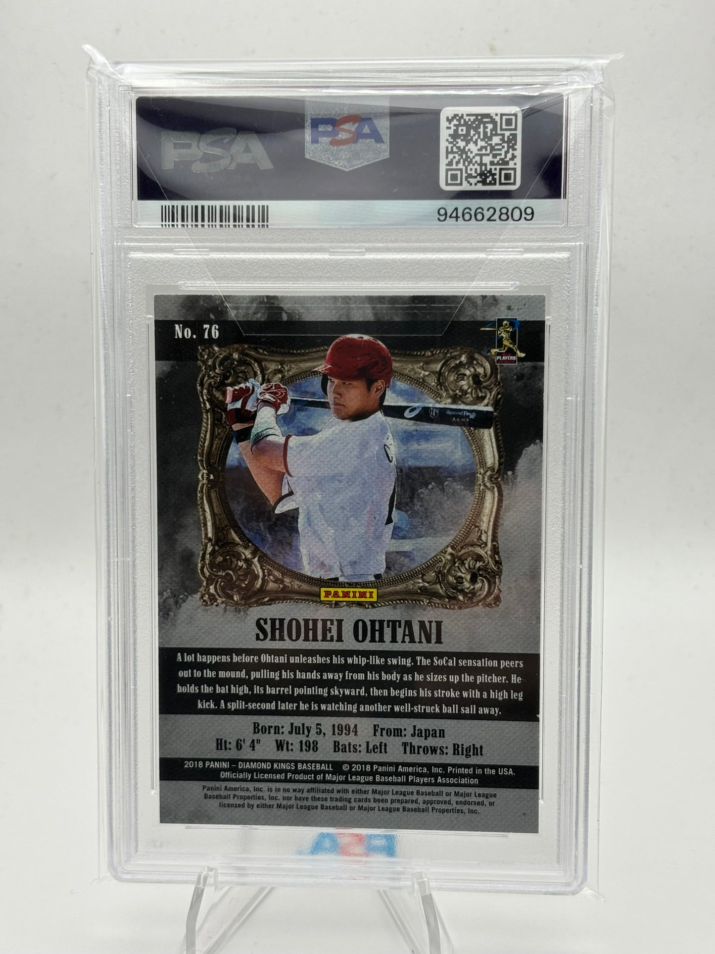2018 Diamond Kings Shohei Ohtani Black & White PSA 9