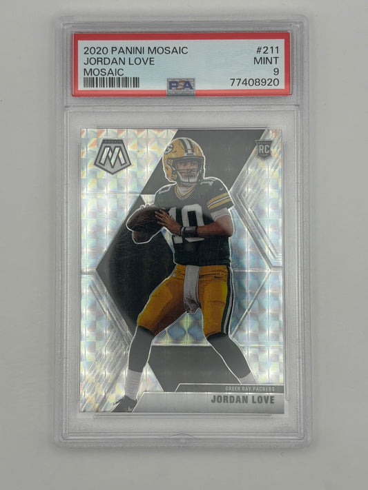 2020 Mosaic Jordan Love Silver mosaic Rookie RC PSA 9