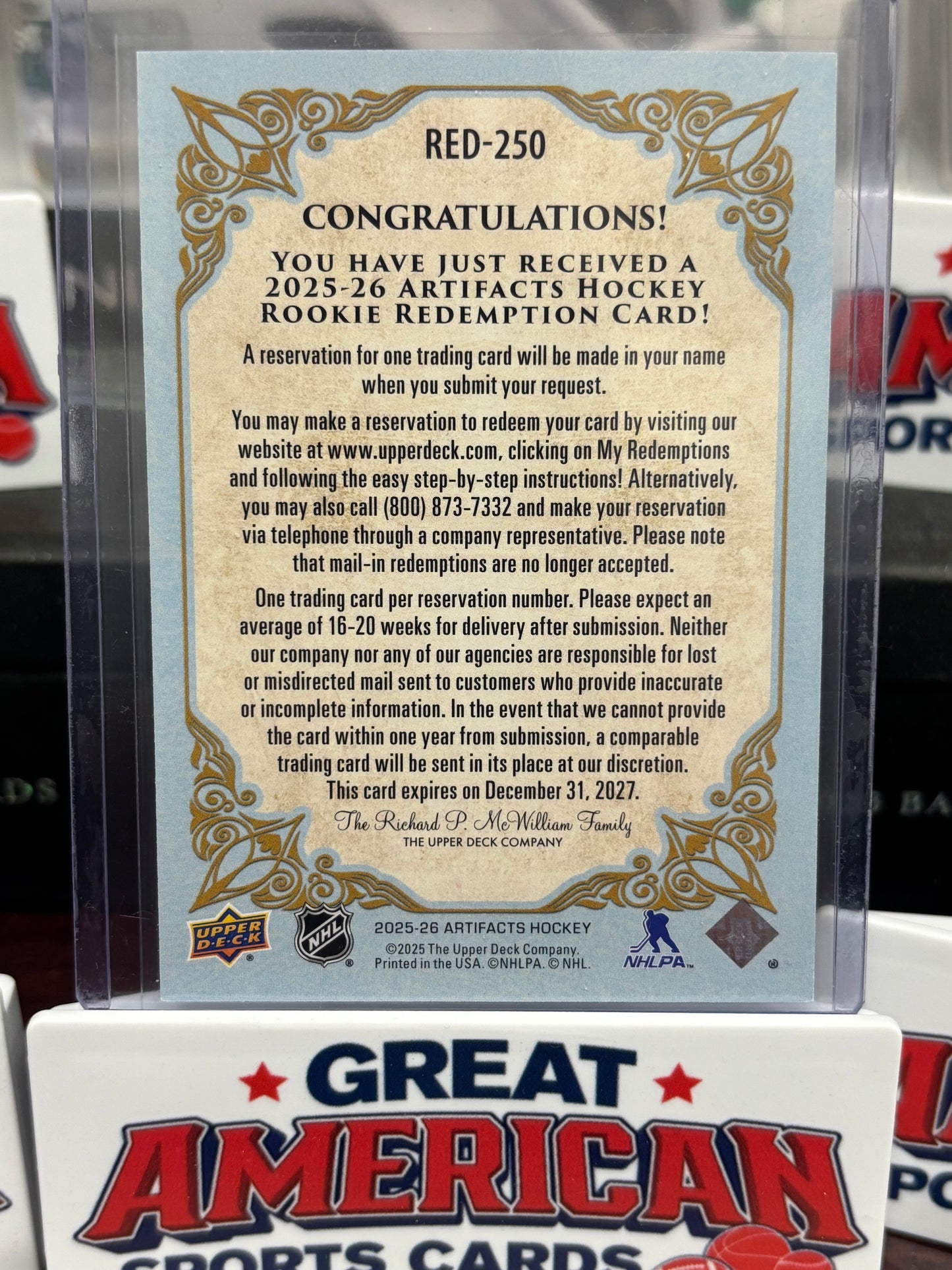 25/26 Artifacts Wild Card Redemption RED-250
