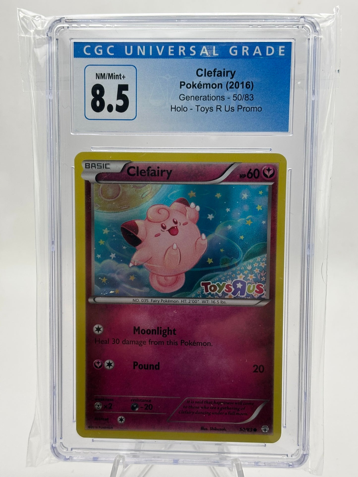2016 Pokemon Generations Holo Toys R Us Promo Clefairy #50 CGC 8.5 NM-MT