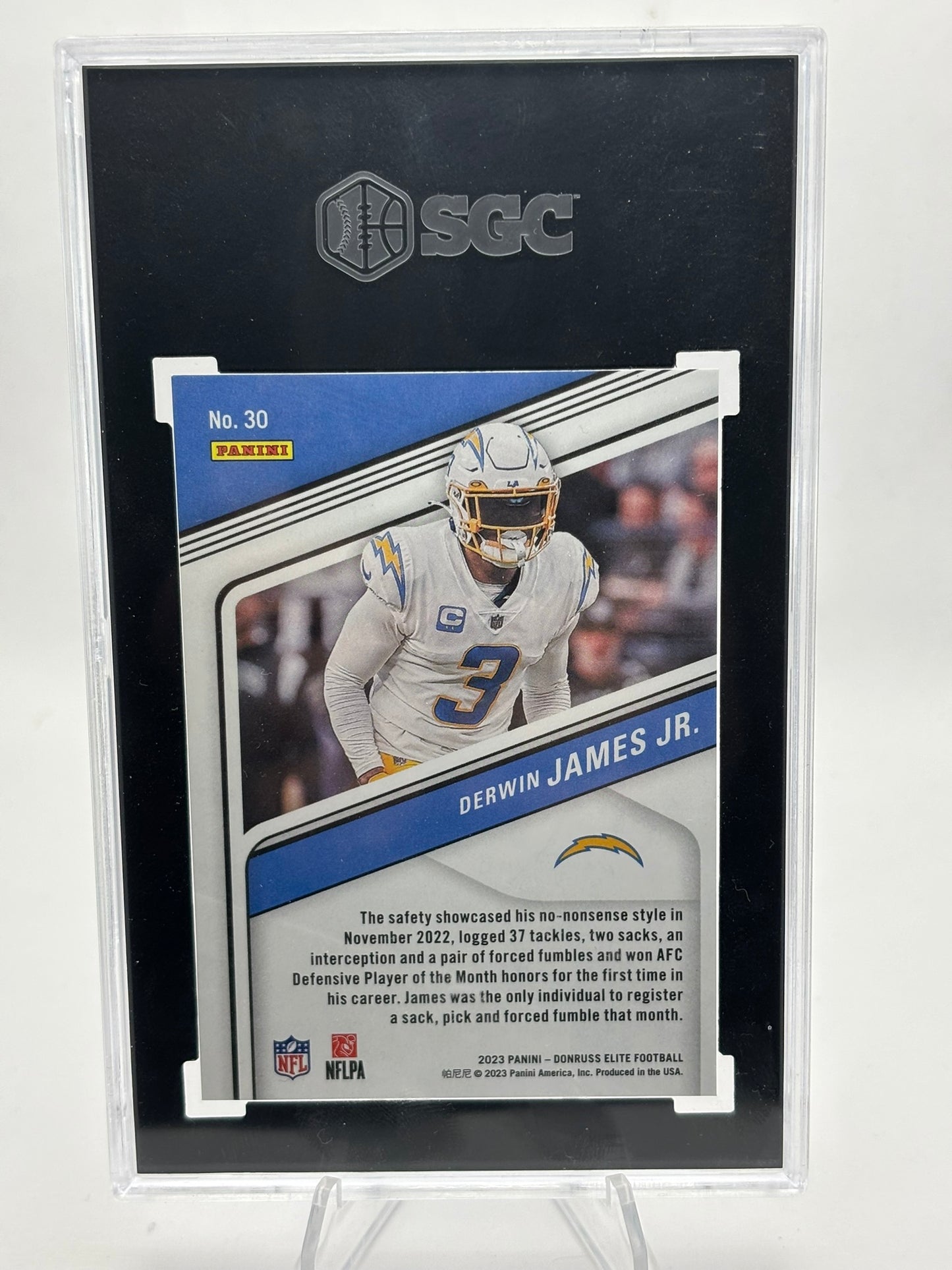 2023 Donruss Elite Football Derwin James Jr. Color Match Blue /99 SGC 9.5