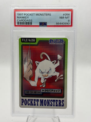 1997 Pokemon Japanese Pocket Monsters Carddass Mankey #56 PSA 8 NM-MT