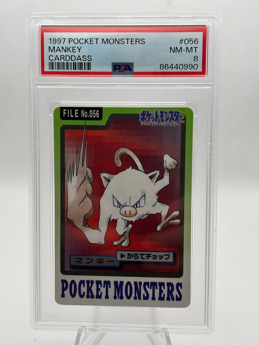 1997 Pokemon Japanese Pocket Monsters Carddass Mankey #56 PSA 8 NM-MT