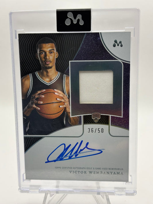 VICTOR WEMBANYAMA 2023-24 TOPPS MERCURY ROOKIE GAME USED PATCH AUTO RC RPA 36/50
