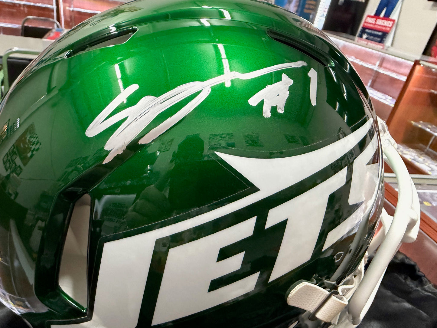 Ahmad Sauce Gardner Signed Jets Speed Authentic Helmet - Beckett W Holo