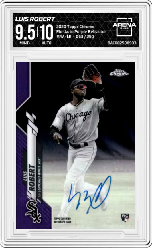 2020 Topps Chrome Luis Robert Rookie Auto Purple Refractor /250 #RA-LR Arena Club 9.5 MINT AUTO GRADE 10