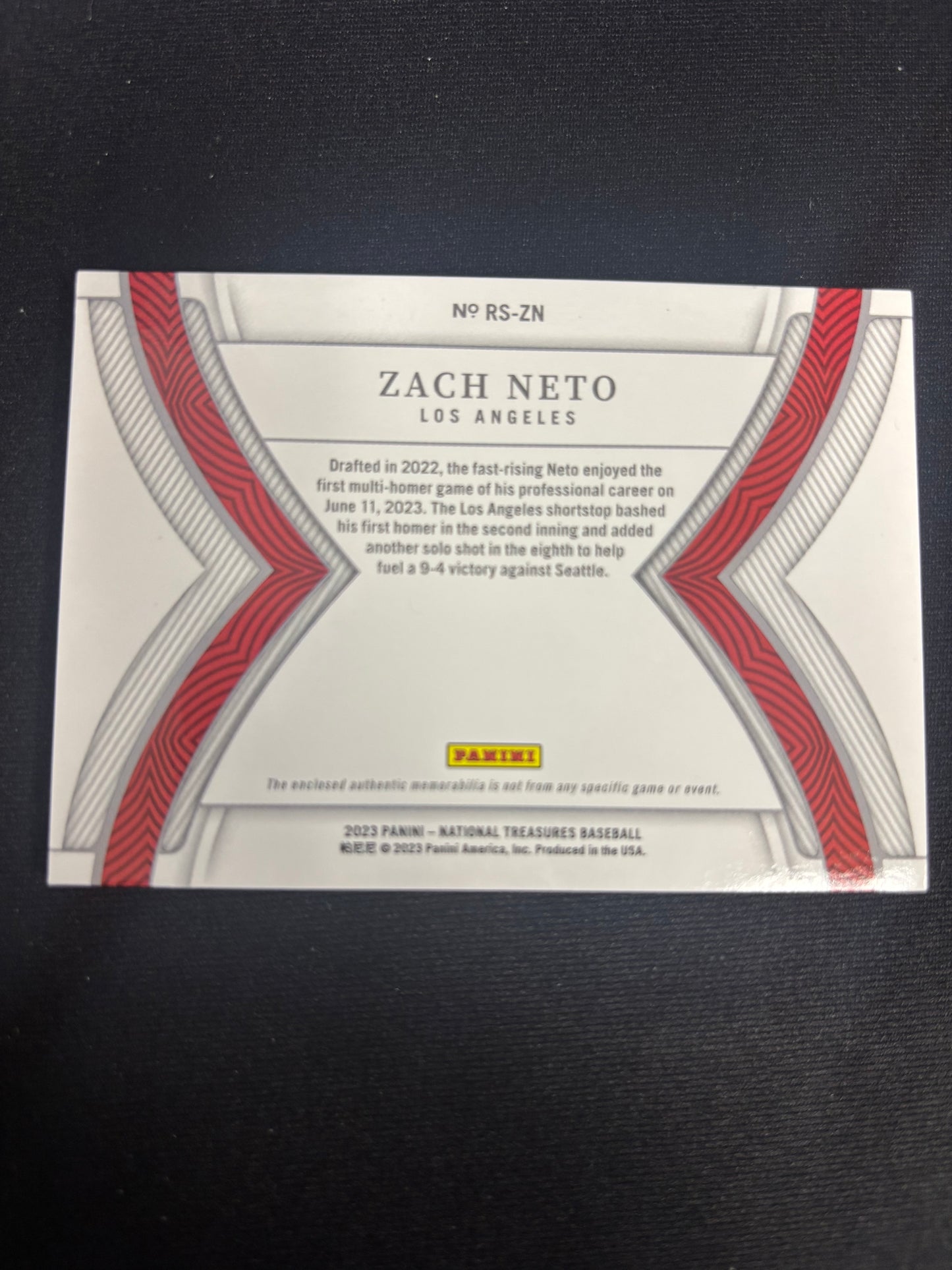 2023 NATIONAL TREASURES ROOKIE SILHOUETTES HOLO GOLD #RS-ZN ZACH NETO