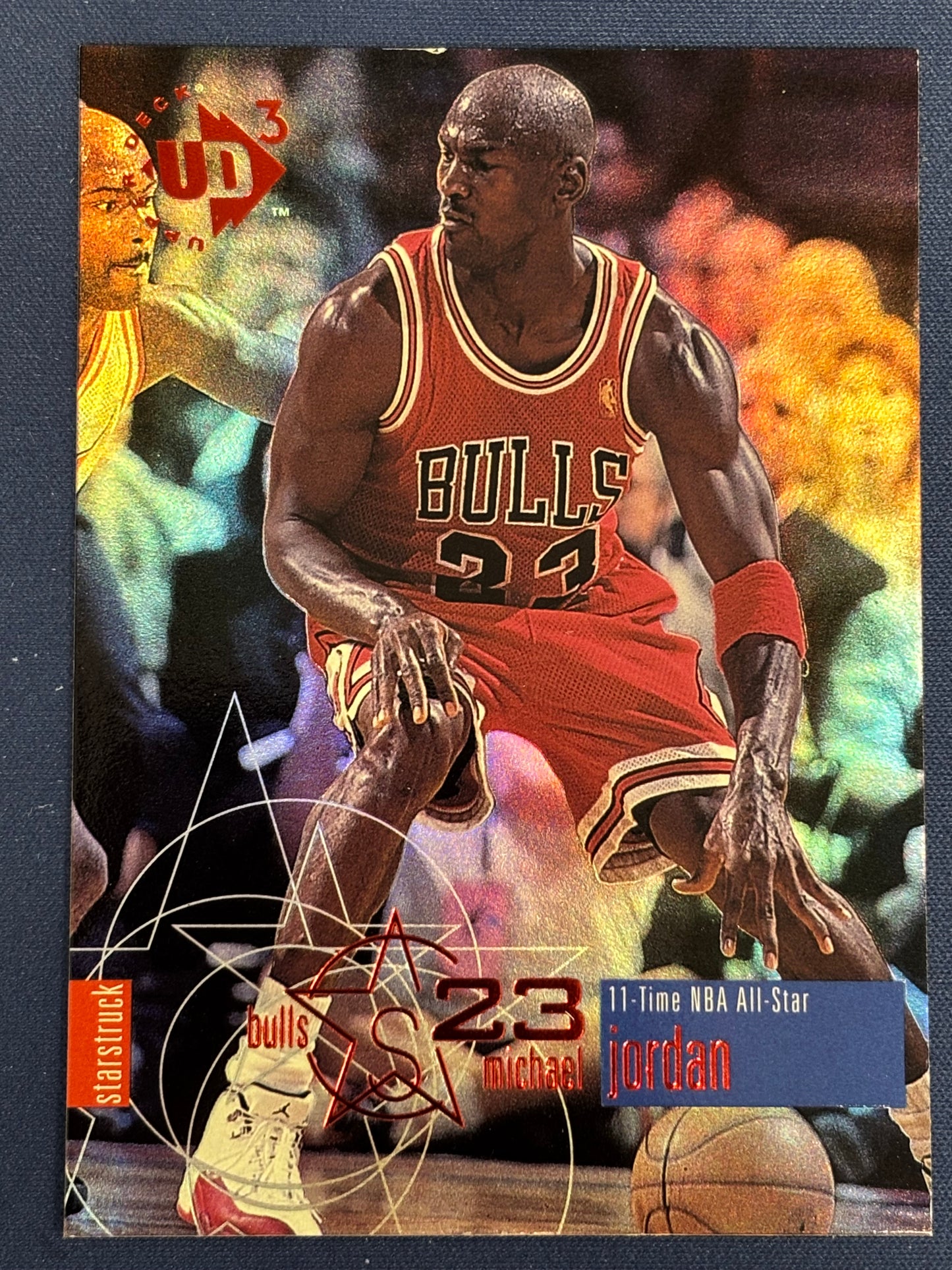 Michael Jordan 💥 1997-98 UD UD3 Star Struck #23 RED FOIL RAINBOW REFRACTOR HOLO