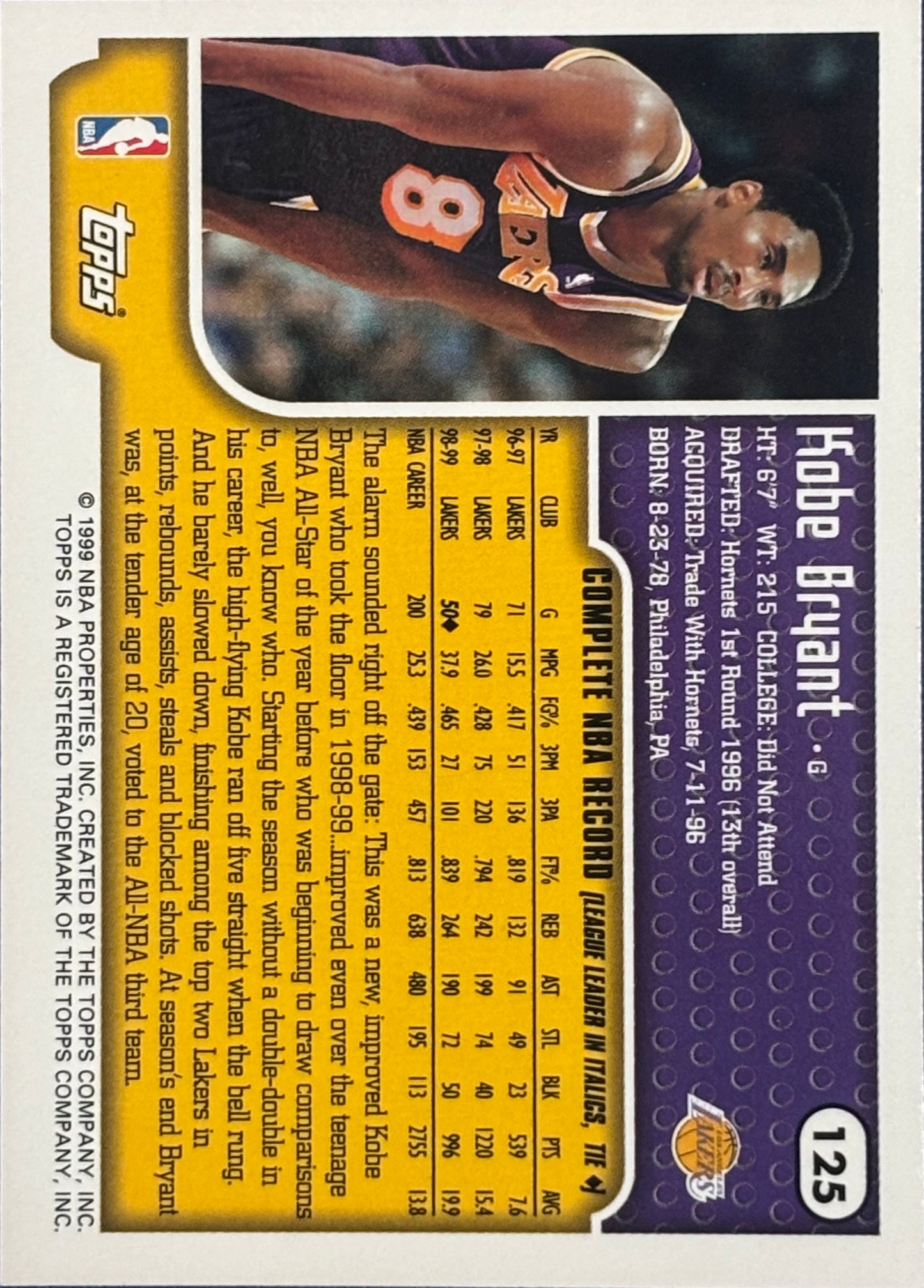 1999-2000 Topps NBA Tipoff Kobe Bryant