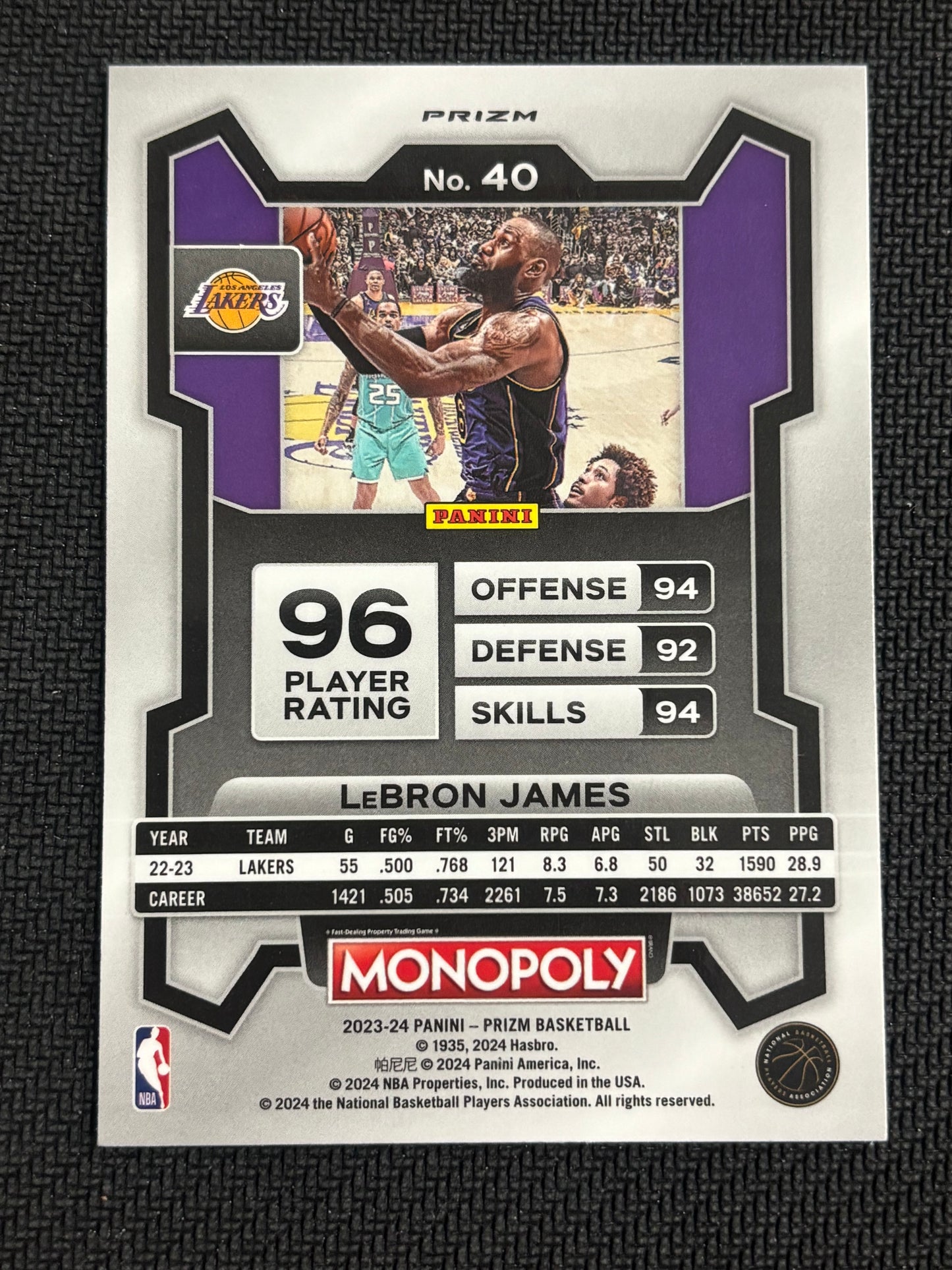 2023-24 Panini Prizm Monopoly Basketball Lebron James Purple Wave