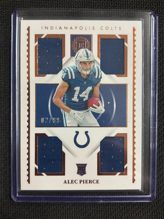 2022 Panini Encased Football Alec Pierce Quad Rookie Relic RC Colts