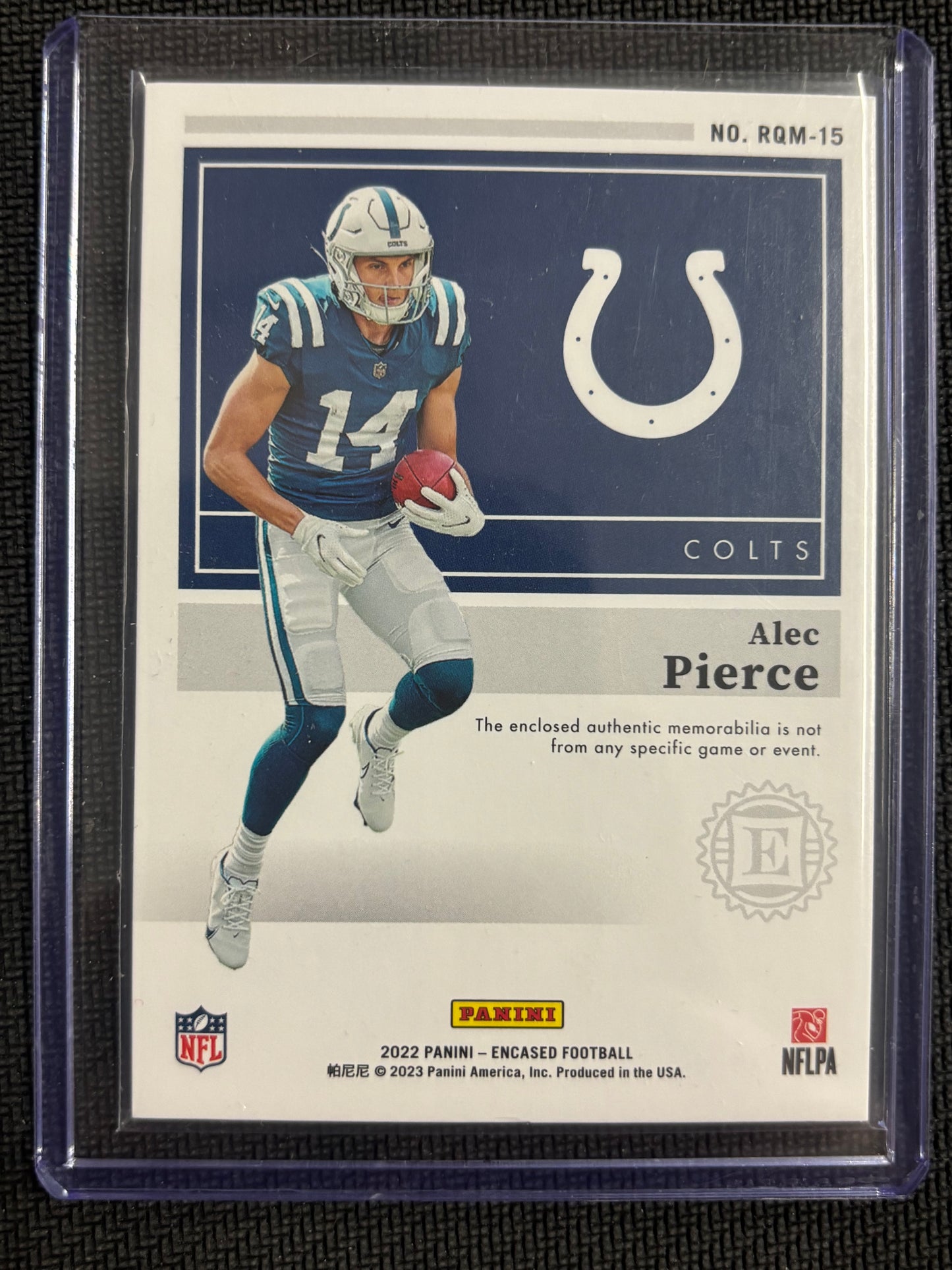 2022 Panini Encased Football Alec Pierce Quad Rookie Relic RC Colts