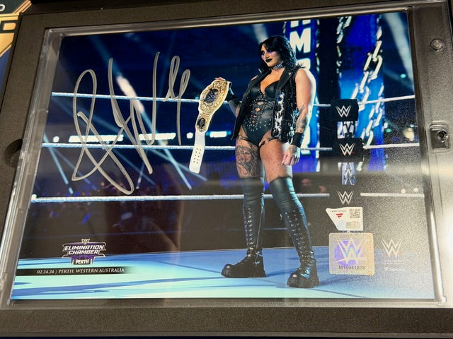 2025 Fanatics Under Wraps WWE Wrestling Autographed Rhea Ripley 8x10 Encased