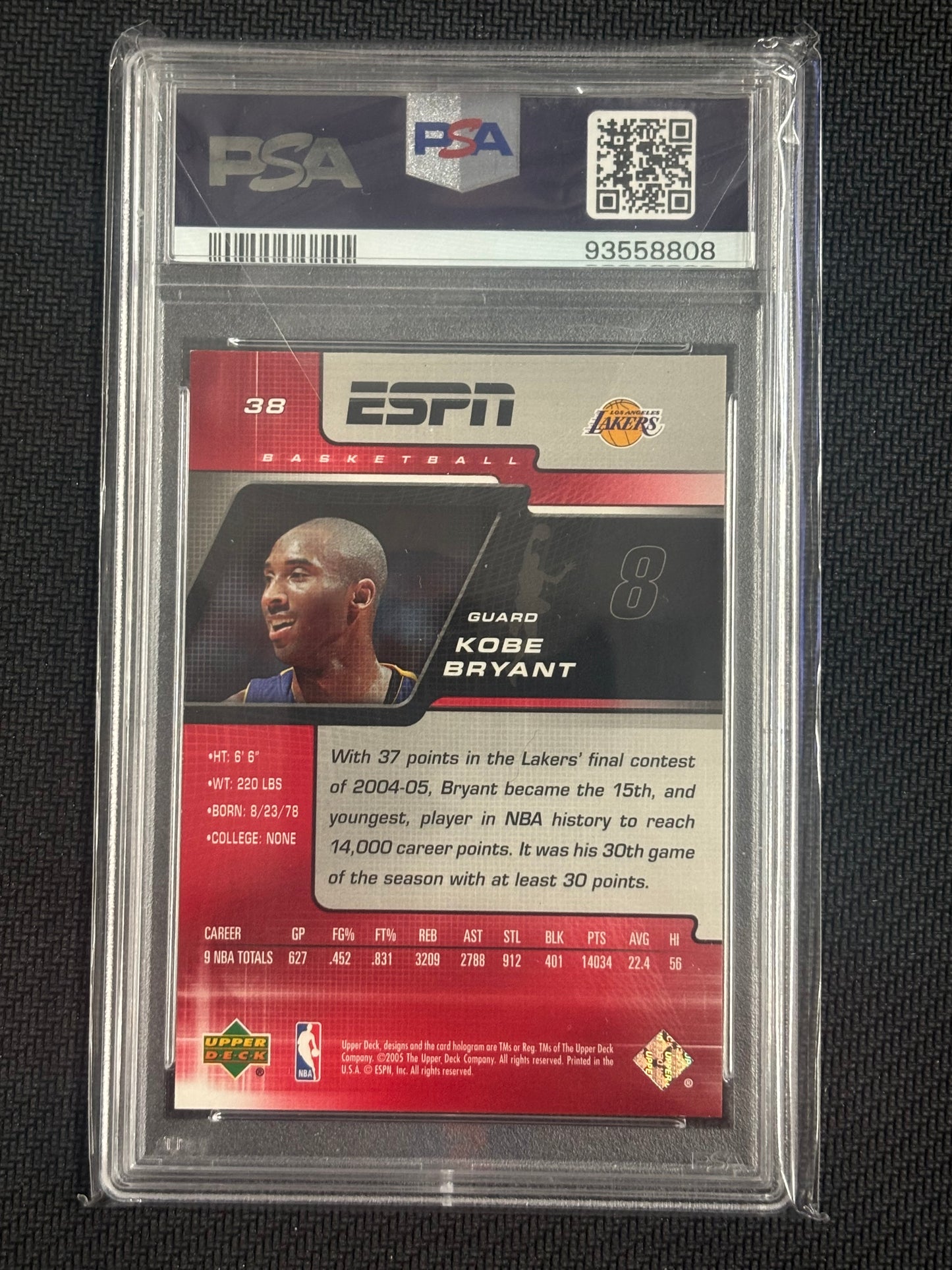 2005 Upper Deck ESPN Kobe Bryant PSA 8 Lakers Yao Appearance