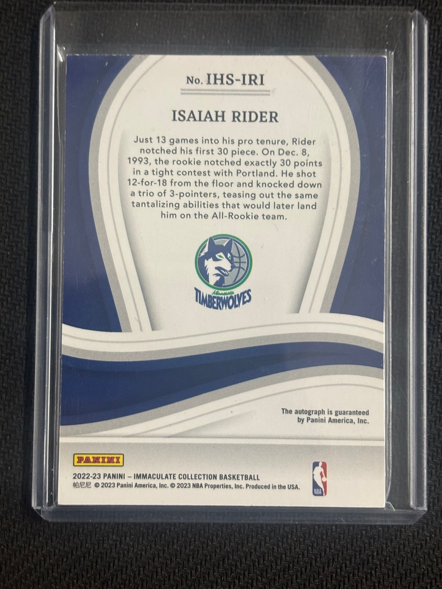 2022-23 Panini Immaculate Isaiah Rider Heralded Signatures Auto /99