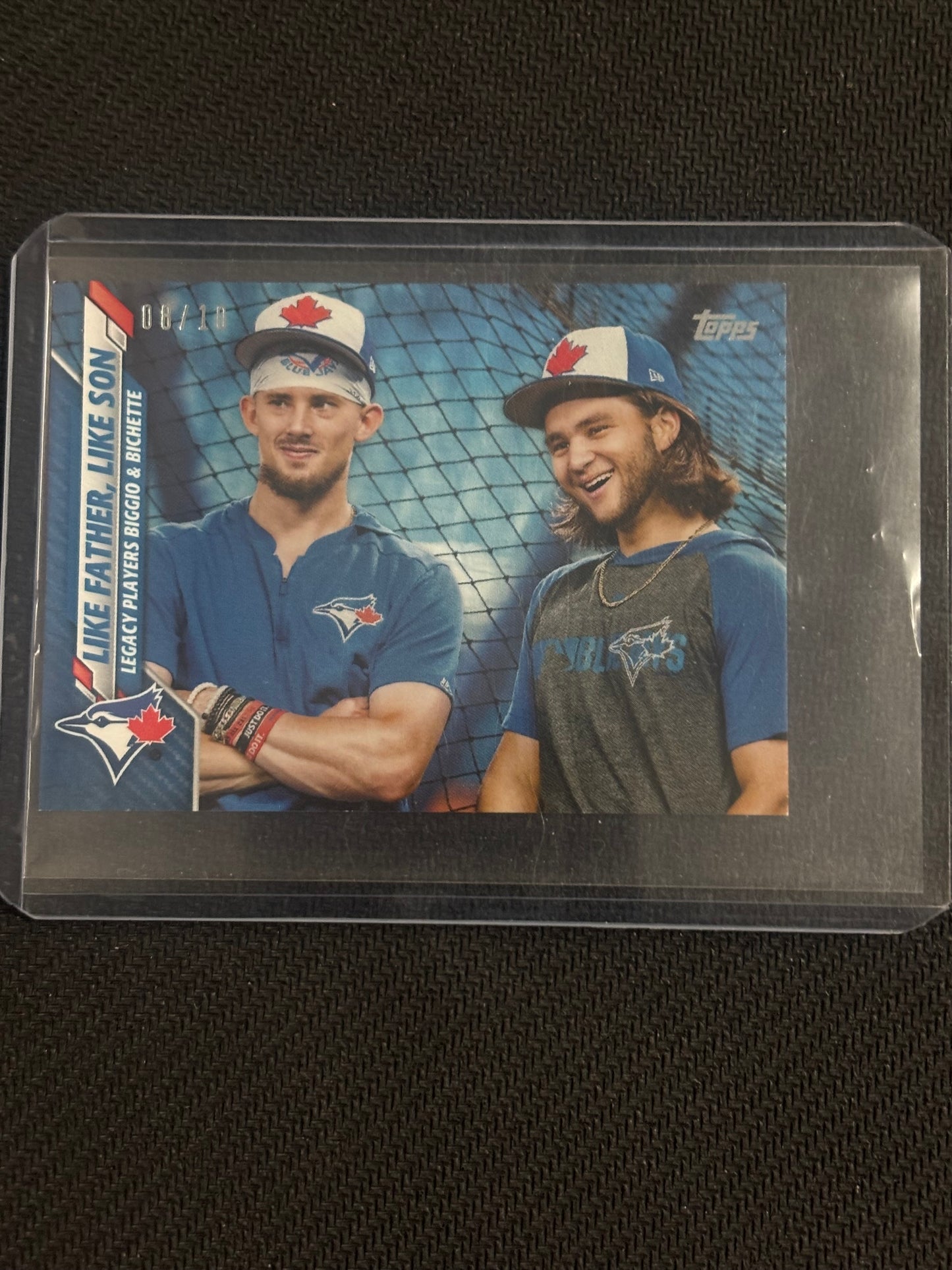 2020 Topps Mini Like Father, Like Son Bo Bichette Cavan Biggio Team Color Match Blue /10 TOR Blue Jays