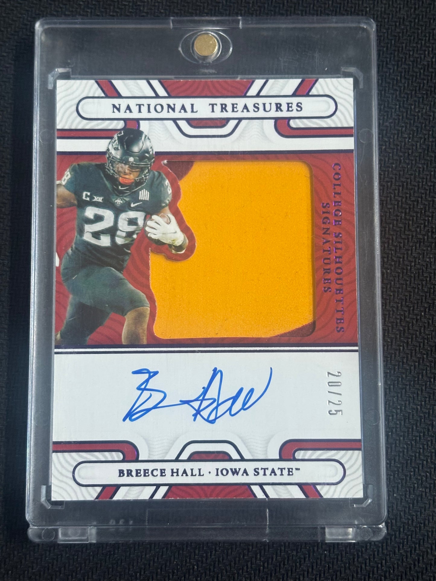 BREECE HALL 2022 National Treasures College Silhouettes RC Jersey Autograph Auto /25