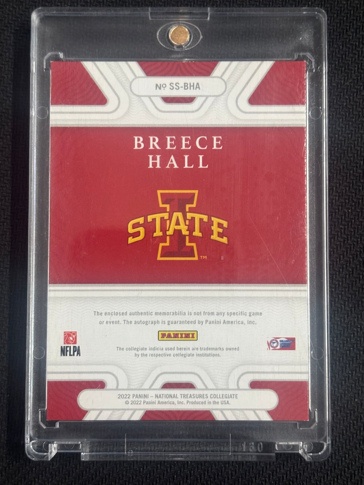 BREECE HALL 2022 National Treasures College Silhouettes RC Jersey Autograph Auto /25
