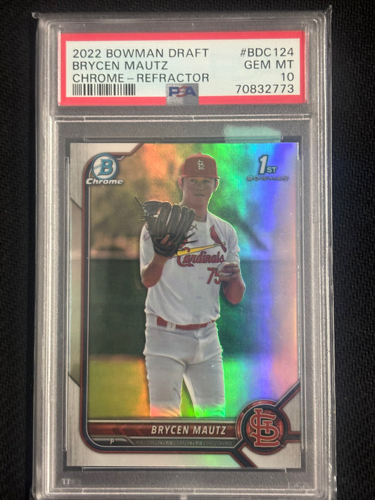 2022 Bowman Draft Brycen Mautz Chrome-Refractor PSA 10