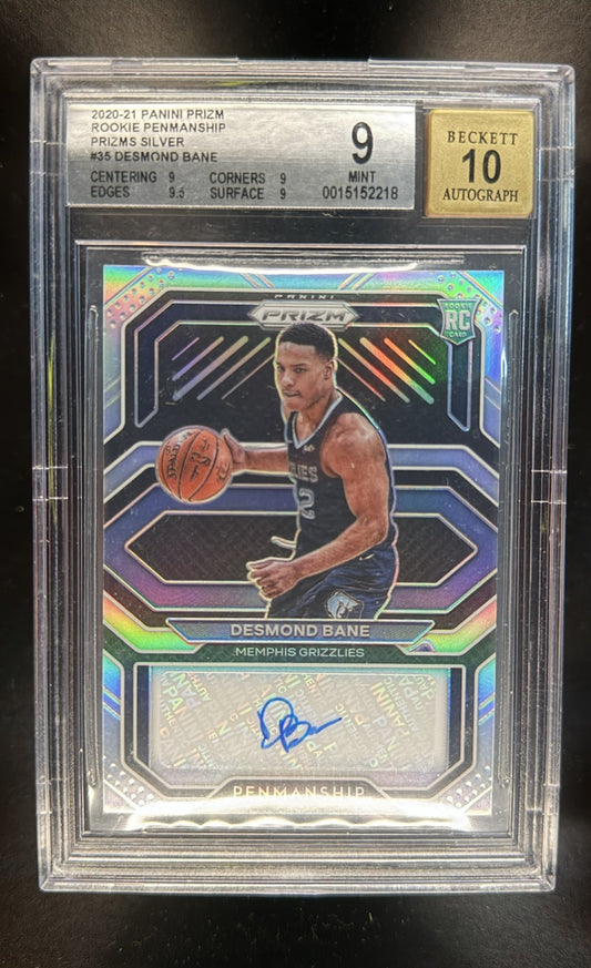 2020-21 Panini Prizm Rookie Penmanship Desmond Bane Silver Auto BGS 9