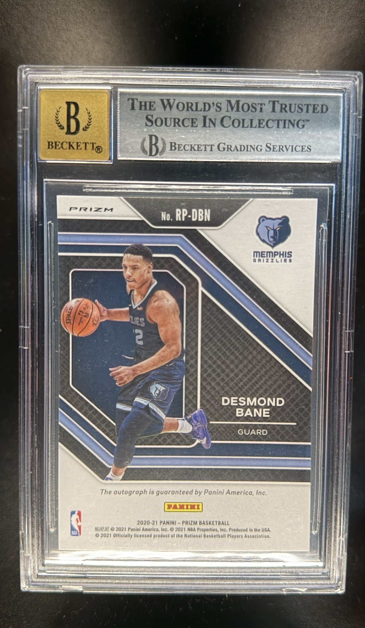 2020-21 Panini Prizm Rookie Penmanship Desmond Bane Silver Auto BGS 9