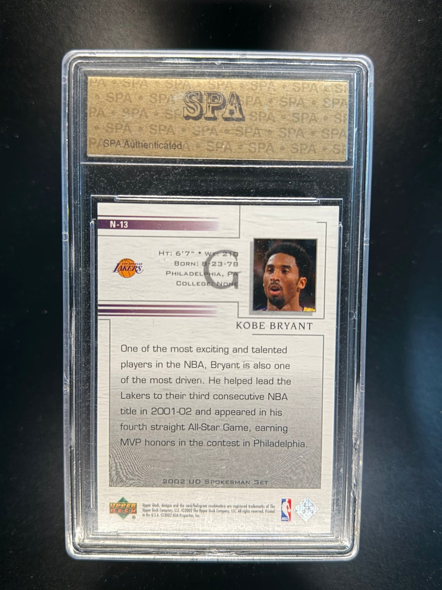 2002 Upper Deck Spokesman Set Kobe Bryant #N-13 National Convention