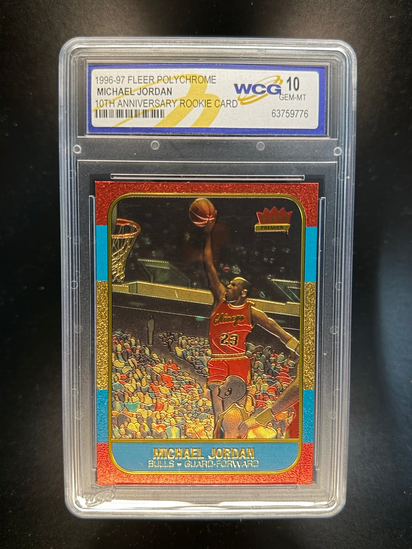 Michael Jordan 1996-97 Fleer Polychrome 10th Anniversary Rookie Card WCG 10