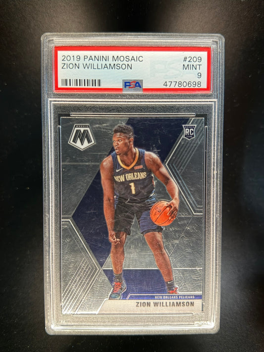 2019 PANINI MOSAIC #209 ZION WILLIAMSON ROOKIE RC PSA 9