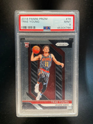 2018 PANINI PRIZM #78 TRAE YOUNG ROOKIE PSA 9