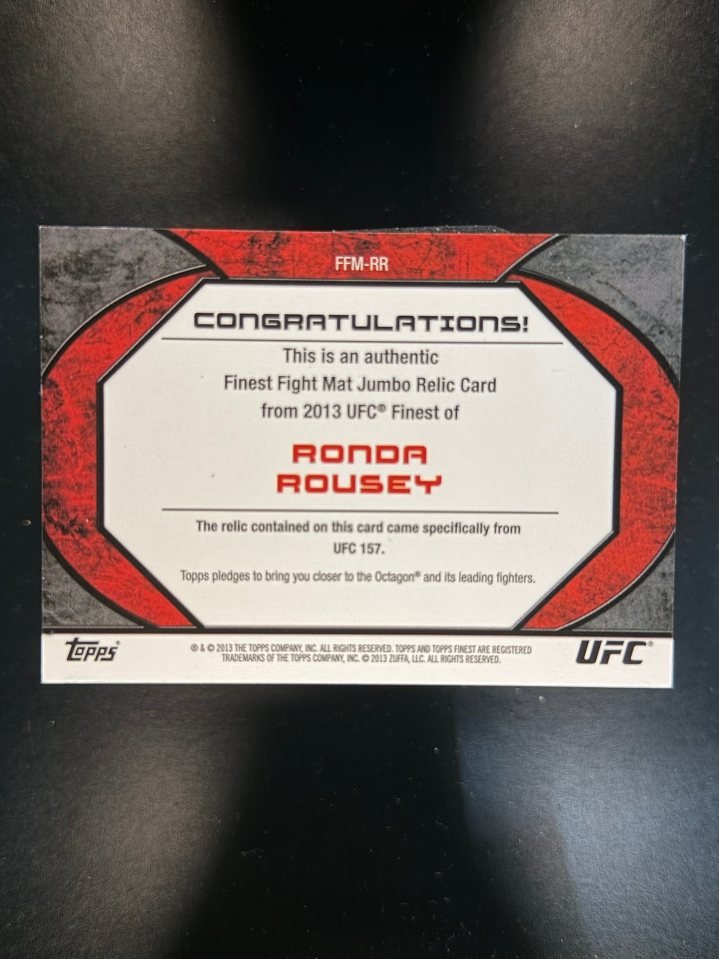 2013 Finest UFC RONDA ROUSEY Jumbo Relic BLUE GOLD SP /88 #FFM-RR