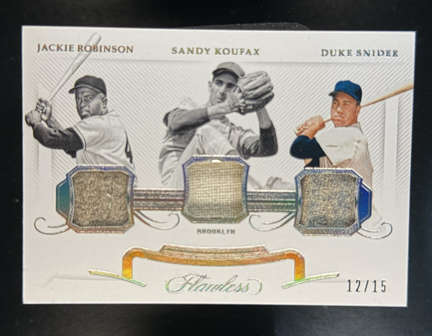 2020 Flawless Jackie Robinson Sandy Koufax Duke Snider Triple Legends Game Used /15