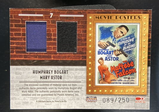 2009 DONRUSS AMERICANA MOVIE POSTER #7 HUMPHREY BOGART WORN MATERIAL SWATCH /250