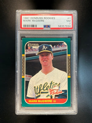 1987 DONRUSS ROOKIES #1 MARK McGWIRE PSA 7