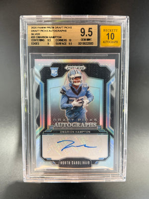 2025 Prizm Draft Picks Omarion Hampton Silver Auto BGS 9.5 Auto 10