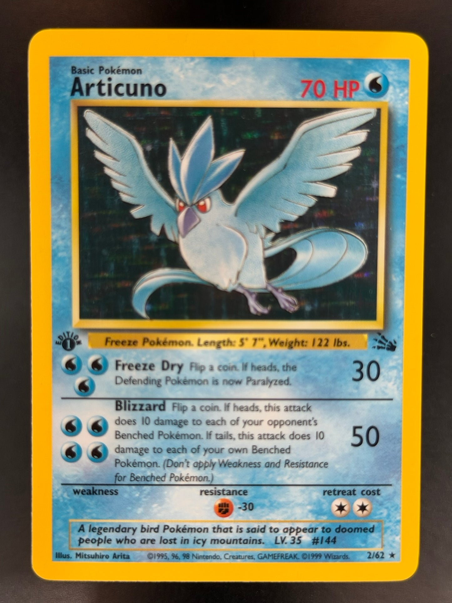 Articuno 2/62 Fossil 1st Edition Holo Rare 1999 WOTC Pokemon TCG