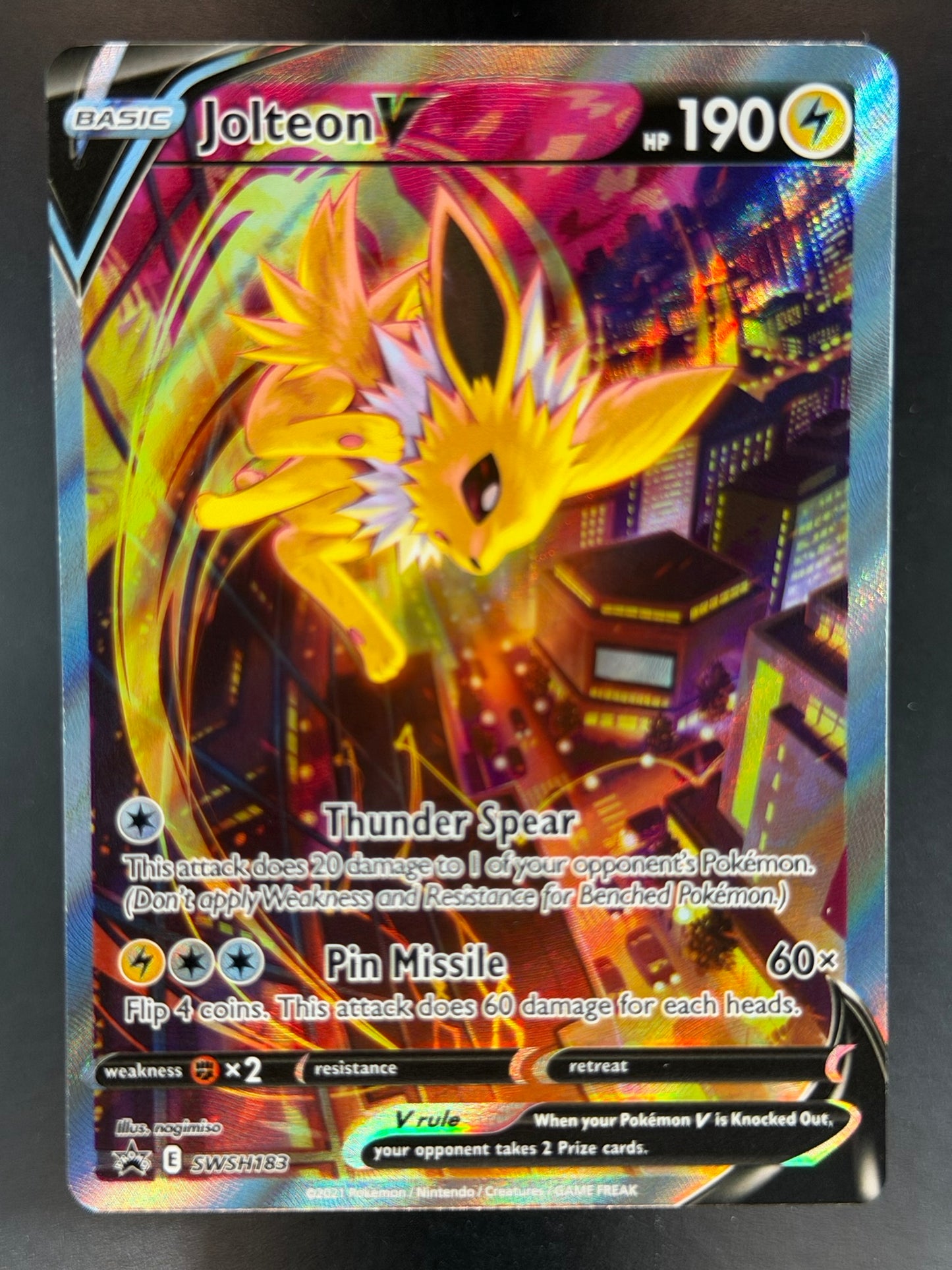 Jolteon V SWSH183 Black Star Promo Alt Art Holo Pokemon TCG
