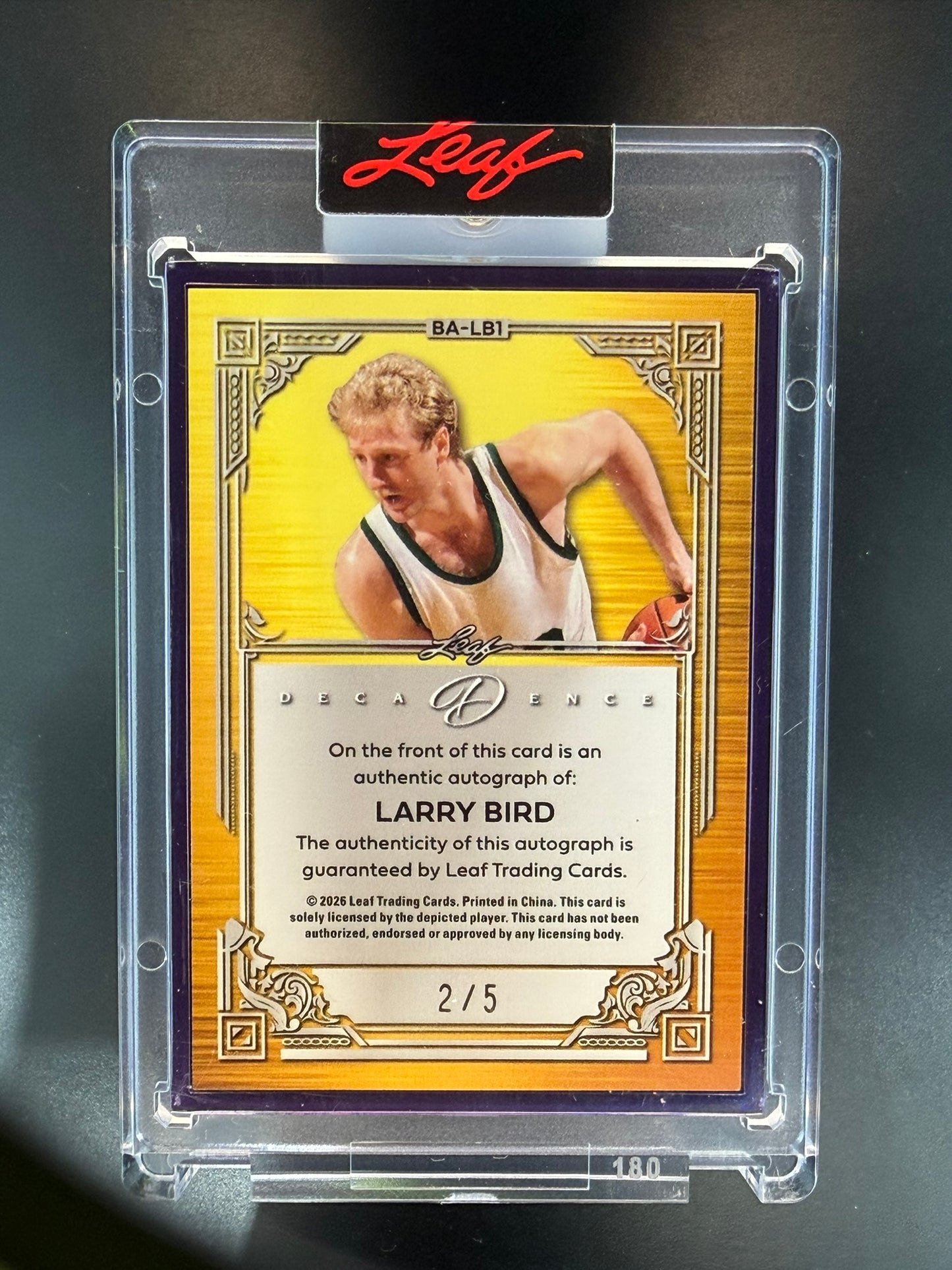 2026 Leaf Decadence Larry Bird Auto BA-LB1 Purple 2/5 Celtics HOF