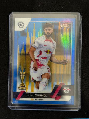 Josko Gvardiol 2022-23 Topps Chrome UEFA Blue & Gold Seismic /75