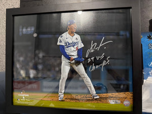 Yoshinobu Yamamoto Framed Signed Inscribed 2024 World Series 16x20 Picture Fanatics Authentic