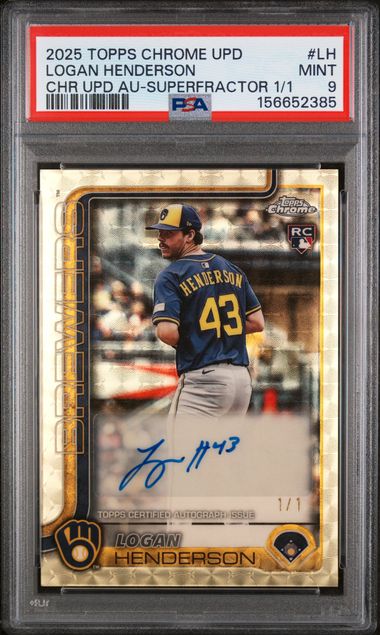 2025 TOPPS CHROME UPDATE AUTO LOGAN HENDERSON SUPERFRACTOR 1/1 PSA 9