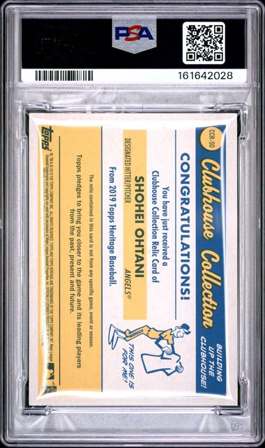 2019 TOPPS HERITAGE CLUBHOUSE COLLECTION RELICS #SO SHOHEI OHTANI PSA 9