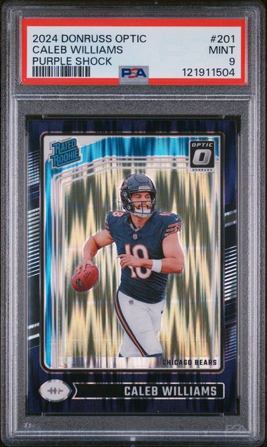 2024 Donruss Optic Purple Shock Caleb Williams Rated Rookie PSA 9