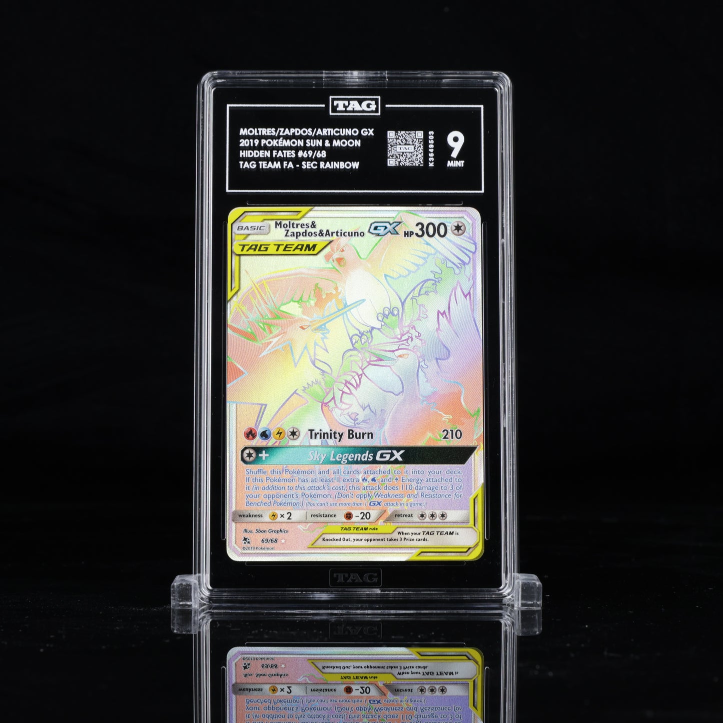 Pokemon Sun & Moon Hidden Fates 69/68 Moltres Zapdos Articuno Tag Team GX TAG 9