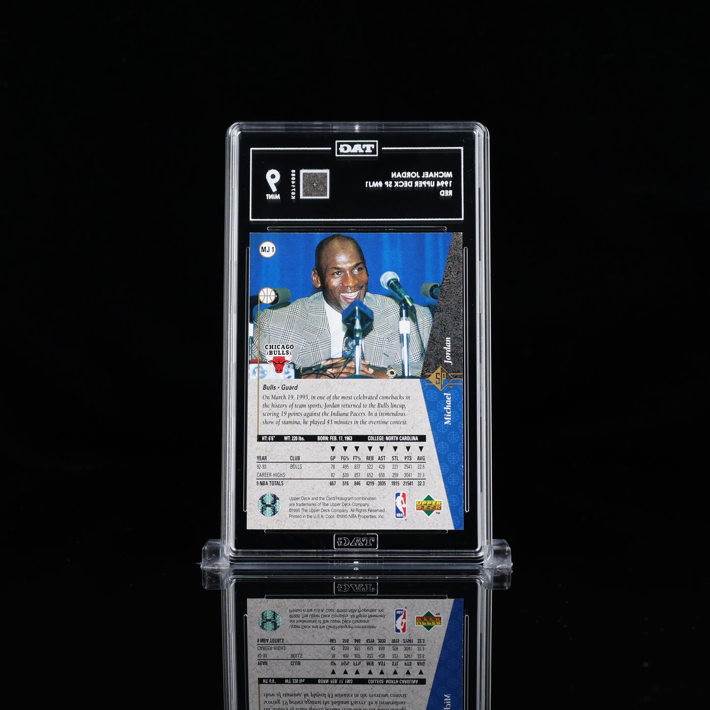 1994 SP Red #MJ1 Michael Jordan Chicago Bulls HOF TAG 9 MINT