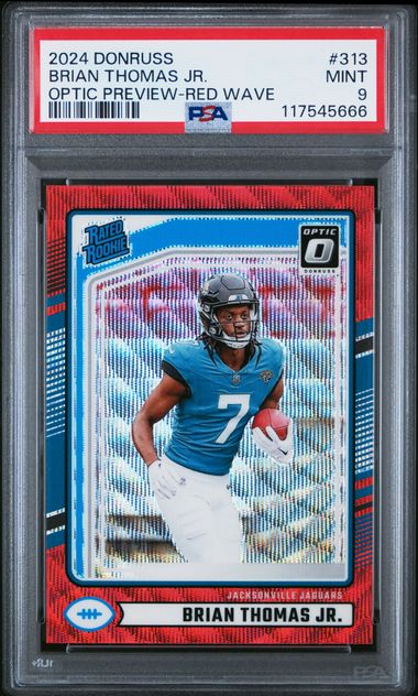 2024 PANINI DONRUSS #313 BRIAN THOMAS JR. OPTIC PREVIEW-RED WAVE PSA 9